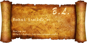 Beksi Lucián névjegykártya